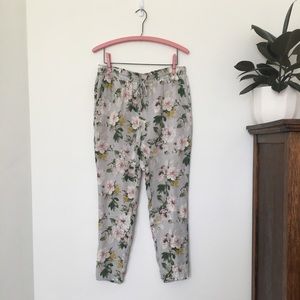 Joie Gray Floral Silk Pants